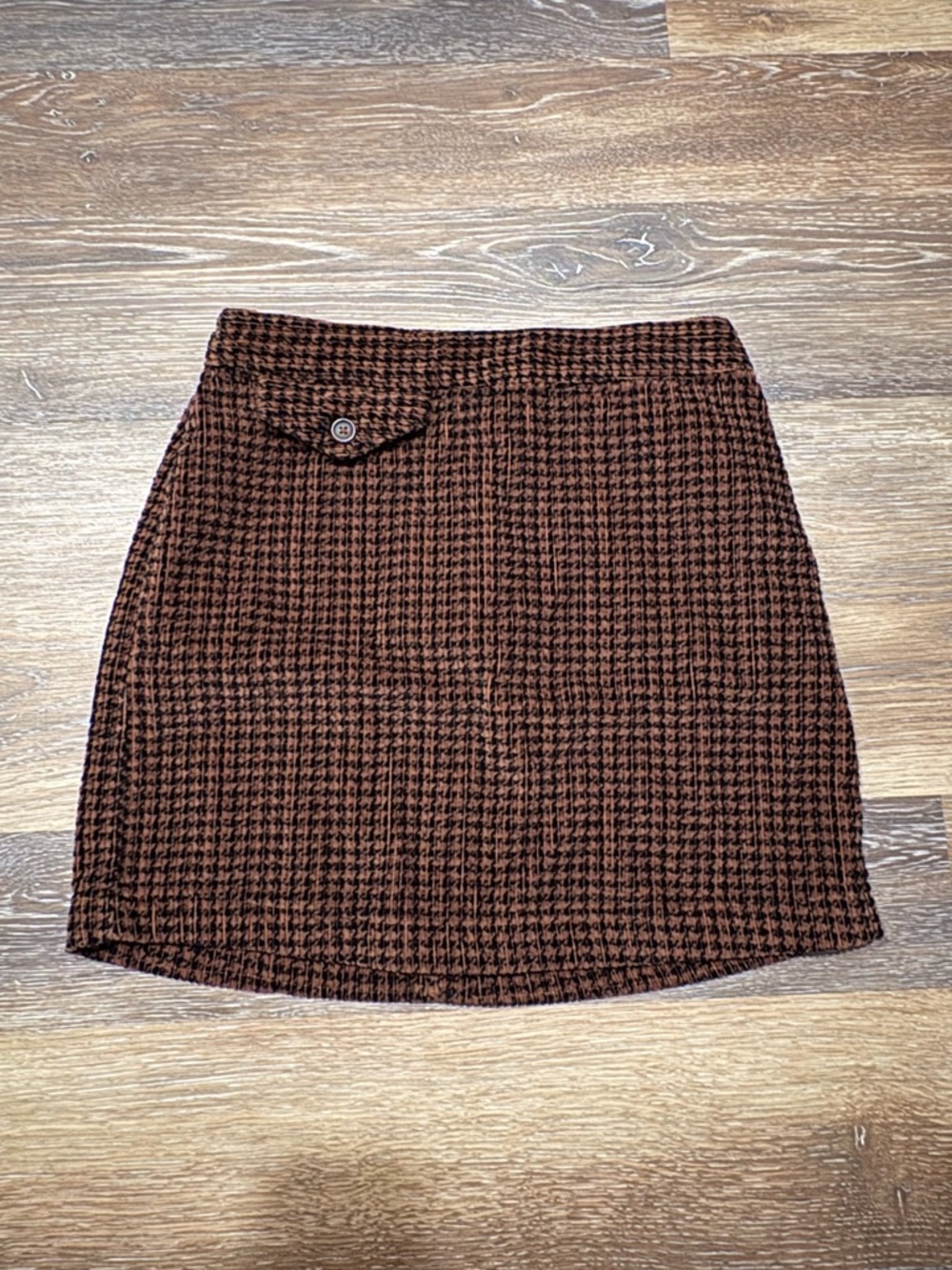 Urban Outfitters Nene Corduroy Brown Houndstooth Mini Skirt